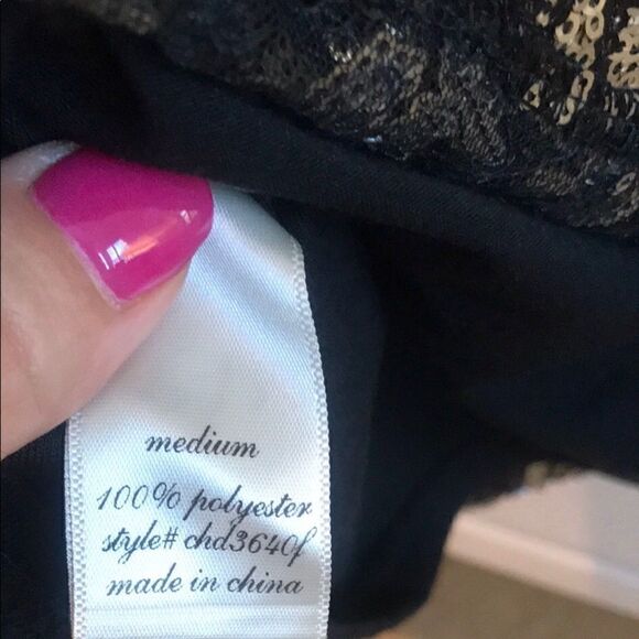 Vintage Honey Punch Gold Black Sequins Dress M - Picture 5 of 6